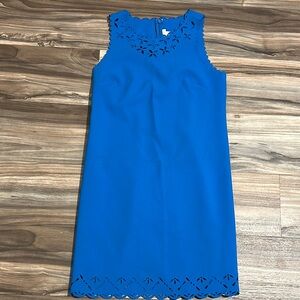 J. Crew Factory Laser Cut Floral Dress Size 4 Blue
